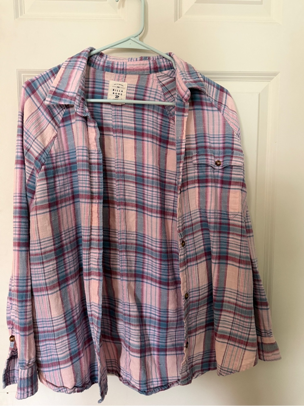 Pink and Blue Plaid Flannel Billabong